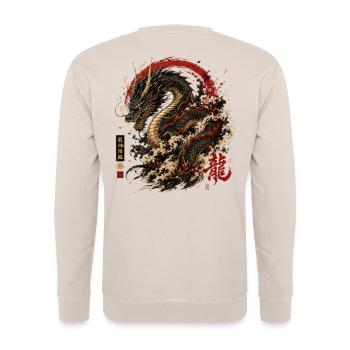 Drache – Japanese Dragon Tattoo Design - Unisex Pullover - Sand - Hinten - Michal (187cm)