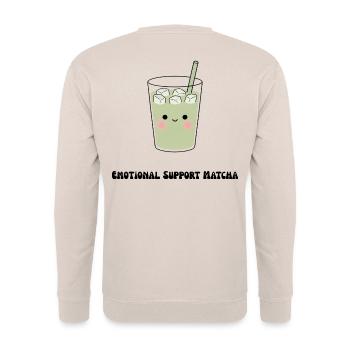 Sweet Emotional Support Matcha - Unisex Sweatshirt - sand - Back - Michal (187cm)
