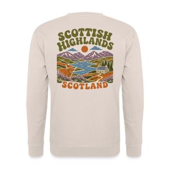 Scottish Highlands Scotland - Unisex Pullover - Sand - Hinten - Michal (187cm)