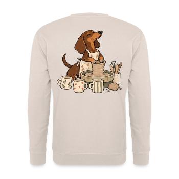 Pottery Dachshund Ceramics - Unisex Pullover - Sand - Hinten - Michal (187cm)