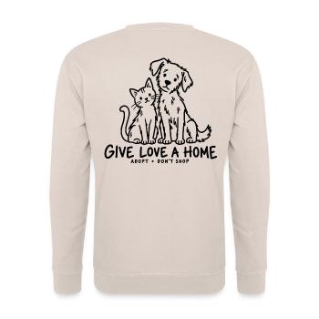 Give Love A Home Adopt - Unisex Pullover - Sand - Hinten - Michal (187cm)