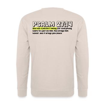 Psaume 27:14 | Citation de la Bible - Sweat-shirt Unisexe - sable - Dos - Michal (187cm)