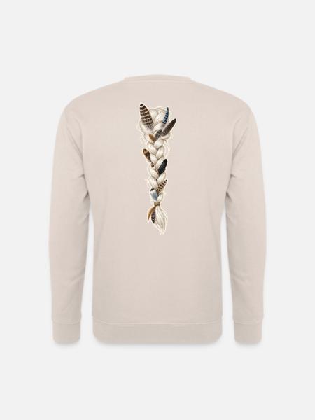 Zopf mit Vogelfedern - Unisex Pullover - Sand