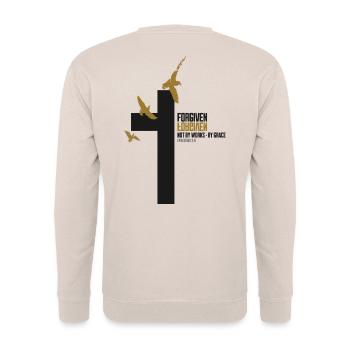 FORGIVEN Cross Doves Gold Grace Verse - Unisex Sweatshirt - sand - Back - Michal (187cm)