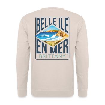 Schöne Insel auf dem Meer - Unisex Pullover - Sand - Hinten - Michal (187cm)
