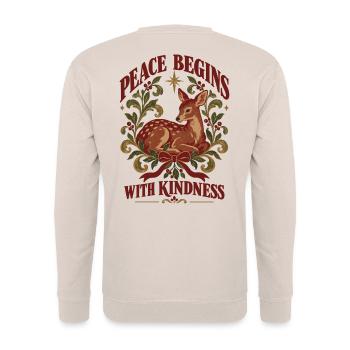 Peace Begins With Kindness - Unisex Pullover - Sand - Hinten - Michal (187cm)