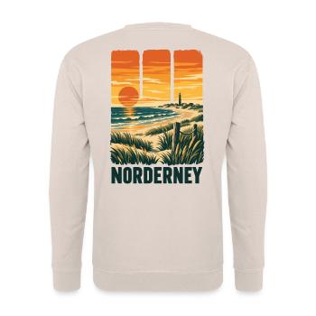 Norderney Sonnenuntergang - Unisex Pullover - Sand - Hinten - Michal (187cm)
