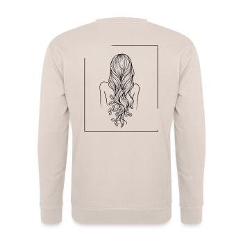 Woman with flower hair - Unisex Sweatshirt - sand - Back - Michal (187cm)