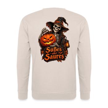 Süßes oder Saures Design - Unisex Pullover - Sand - Hinten - Michal (187cm)