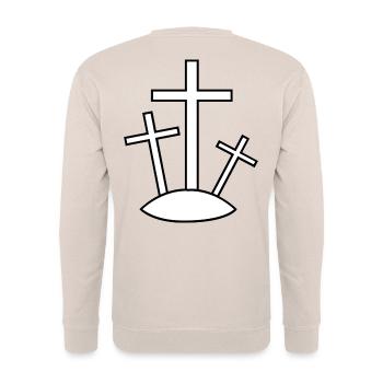 Three crosses on the hill - Unisex Sweatshirt - sand - Back - Michal (187cm)