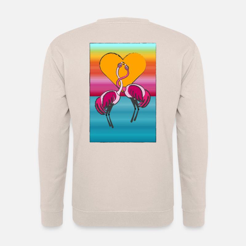 2 Liebende Flamingos - Unisex Pullover - Sand