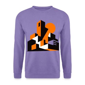 Geometrische Stadtsilhouette Orange - Unisex Pullover - Lavendel - Vorne