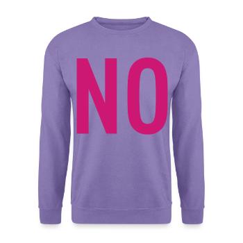 NO – Pink Typografie Statement - Unisex Pullover - Lavendel - Vorne