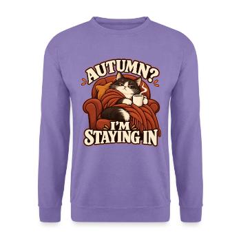 Gemütliche Herbstkatze - Unisex Pullover - Lavendel - Vorne
