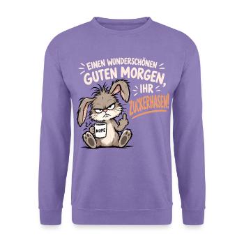 Morgenmuffel Hase - Unisex Pullover - Lavendel - Vorne