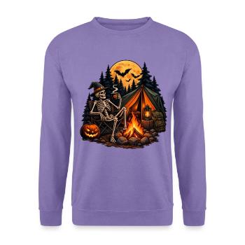Skelett Camping: Gemütlich bis in die Knochen! - Unisex Pullover - Lavendel - Vorne