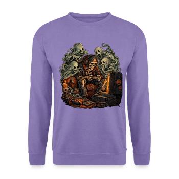 Gruseliger Gamer Skelett Halloween - Unisex Pullover - Lavendel - Vorne