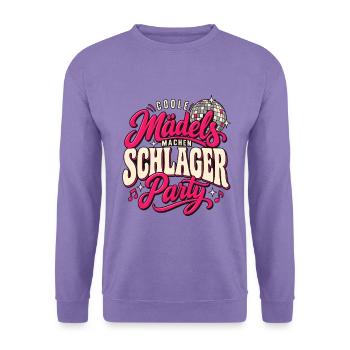 Schlager Party Mädels Discokugel Musik Freundinnen - Unisex Pullover - Lavendel - Vorne