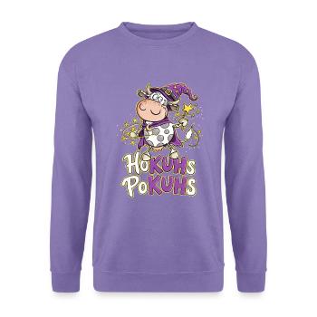 Hokuhs Pokuhs Kuh Hexe Magie Bauernhof Tierhumor - Unisex Pullover - Lavendel - Vorne