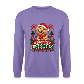 Labrador - Weihnachtsmotiv in Strickoptik - Unisex Pullover - Lavendel - Vorne