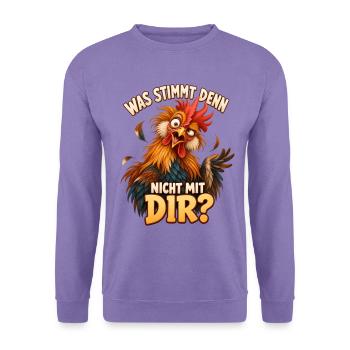 Lustiger Hahn Spruch – Sarkasmus und Hühnerhumor - Unisex Pullover - Lavendel - Vorne