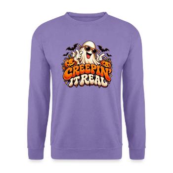 Creepin' It Real | Retro Halloween-Geist - Unisex Pullover - Lavendel - Vorne