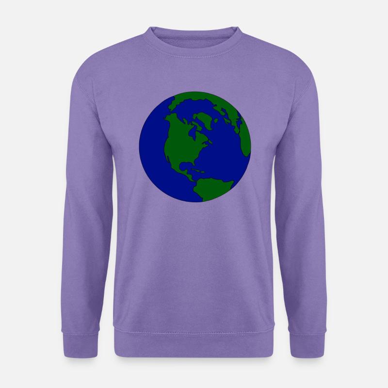 Minimaler Globus: Erde in Blau-Grün - Unisex Pullover - Lavendel