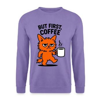 But first coffee cat - Unisex Pullover - Lavendel - Vorne