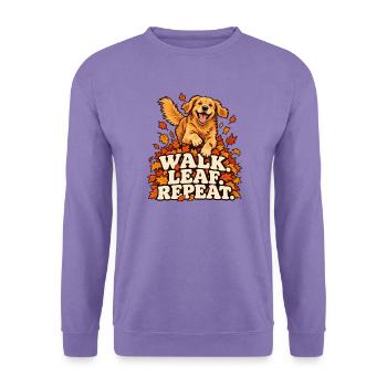 Walk. Leaf. Repeat. – Hund im Herbstlaub - Unisex Pullover - Lavendel - Vorne