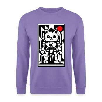 Katzenroboter in Space mit rotem Planeten - Unisex Pullover - Lavendel - Vorne