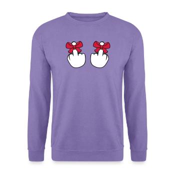 2 haende wichser mittelfinger zeigen beleidigen fi - Unisex Pullover - Lavendel - Vorne