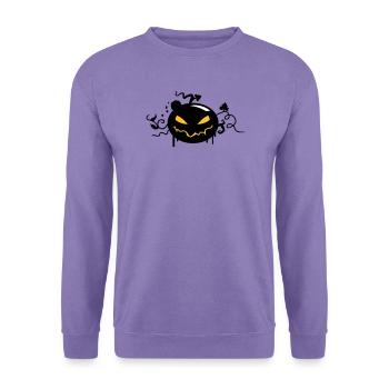 schwarzer Halloween Kürbis mit leuchtenden Augen - Unisex Pullover - Lavendel - Vorne