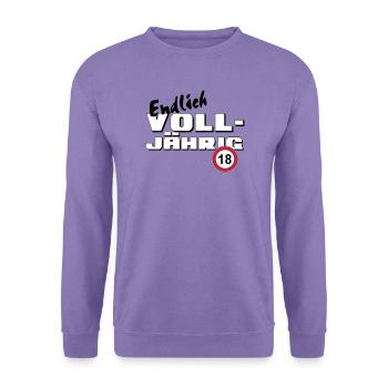 18. Geburtstag ,Volljährig ,Endlich Volljährig(25) - Unisex Pullover - Lavendel - Vorne