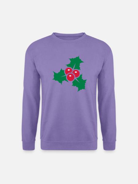 Stechpalmenblätter mit roten Beeren - Unisex Pullover - Lavendel
