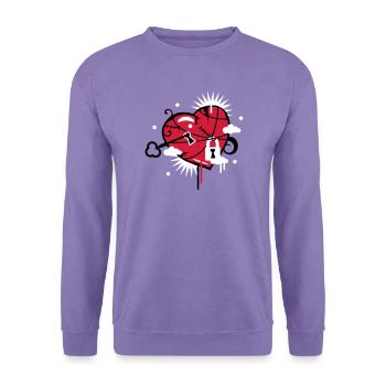 verschnürtes & repariertes Herz mit Schlüsselloch - Unisex Pullover - Lavendel - Vorne