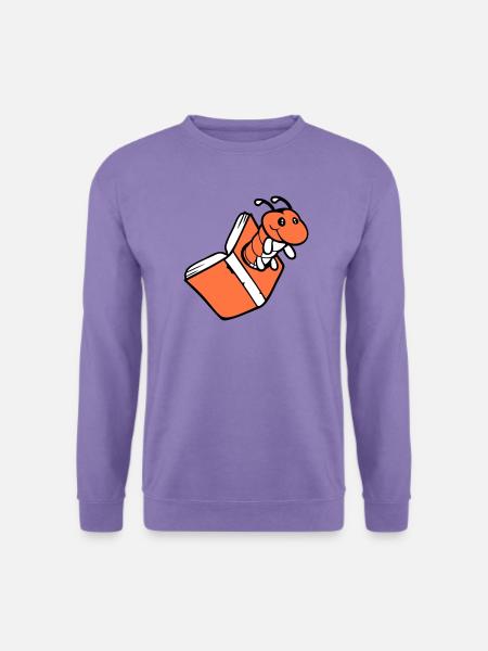Bücherwurm Raupe Nerd Buch Loch Geek Wurm lesen - Unisex Pullover - Lavendel