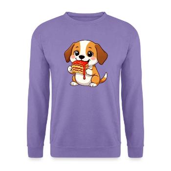 Süßer Beagle Lasagne Italienisches Essen Cartoon - Unisex Pullover - Lavendel - Vorne