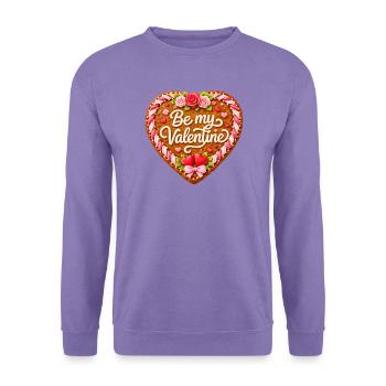 Lebkuchenherz Be my Valentine  - Unisex Pullover - Lavendel - Vorne