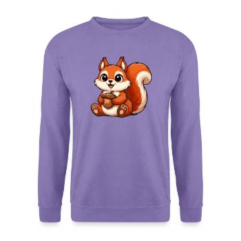 Niedliches Eichhörnchen Motiv mit Nuss  - Unisex Pullover - Lavendel - Vorne