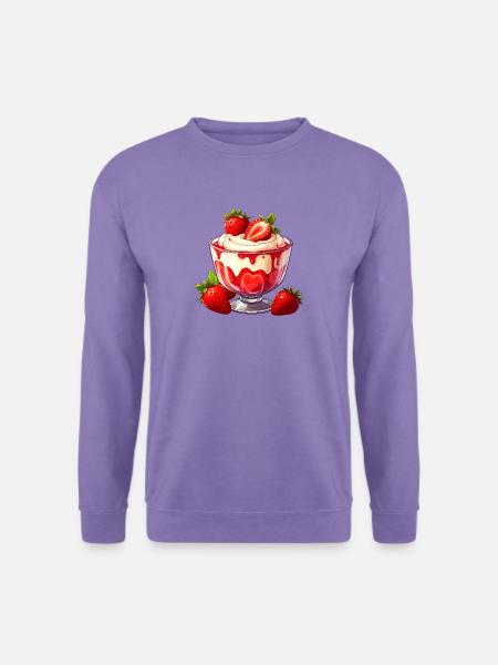 Dessert mit Erdbeeren - Unisex Pullover - Lavendel