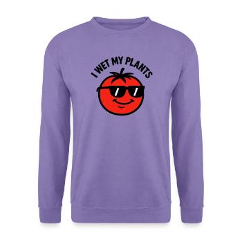 Ich befeuchte meine Pflanzen beim Tomatengärtnern - Unisex Pullover - Lavendel - Vorne