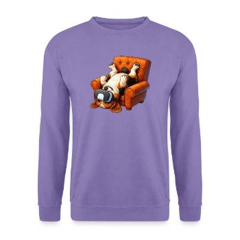 Mops VR Gamer Sessel Cartoon - Unisex Pullover - Lavendel - Vorne