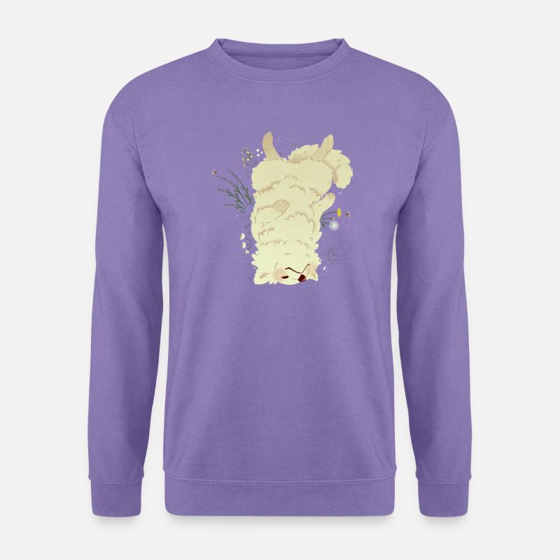 Schlafender Hund auf der Wiese - Unisex Pullover - Lavendel
