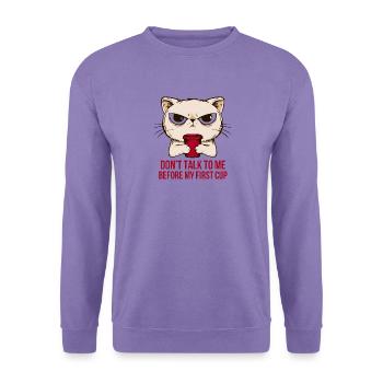 Mürrischer Kater Erstkaffee Design - Unisex Pullover - Lavendel - Vorne