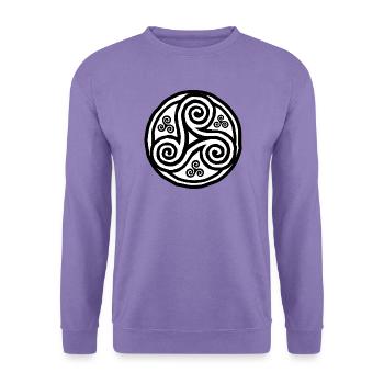 Weißer Triskel im schwarzen Kreis - Unisex Pullover - Lavendel - Vorne