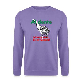 Al dente ist kein Vibe. Das ist Gesetz! - Unisex Pullover - Lavendel - Vorne
