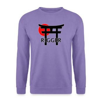 Rigger unter Torii und roter Sonne (schwarz) - Unisex Pullover - Lavendel - Vorne