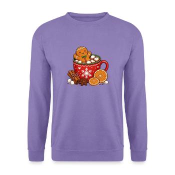 Süßer Lebkuchenmann in Kakao Tasse  Design - Unisex Pullover - Lavendel - Vorne