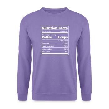 Lehrer: Ernährungsfakten Geduld freie Zeit - Unisex Pullover - Lavendel - Vorne