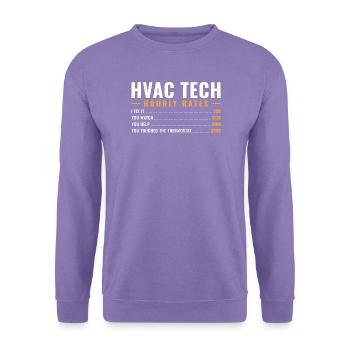 HVAC Tech Stundensätze berührten Thermostat - Unisex Pullover - Lavendel - Vorne